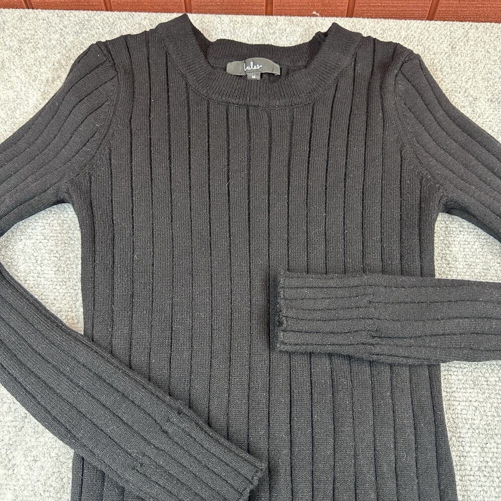 Lulus Women's The Best Yet Ribbed Bodycon Sweater Dress CG2 Black Size Medium - Picture 4 of 13